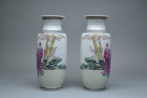 Pair of Republic Period Mirrored Vases