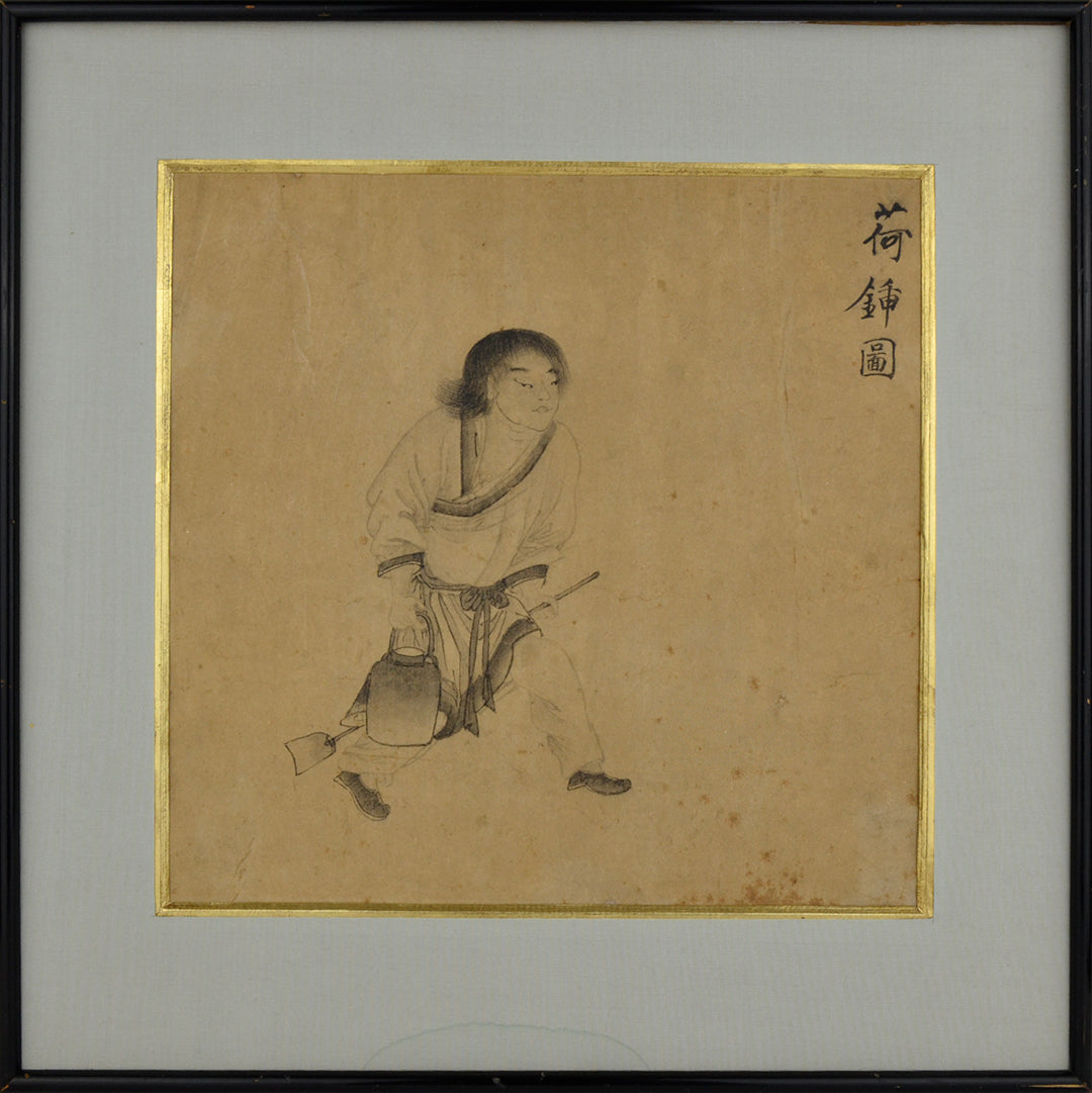 Old Chinese Painting - Walking Boy