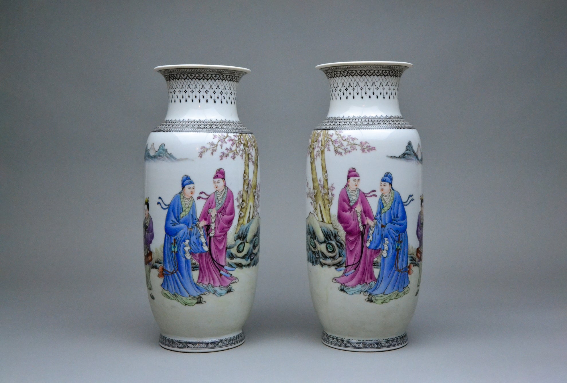 Pair of Republic Period Mirrored Vases