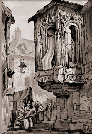 Two Watercolours in Sepia & Ink