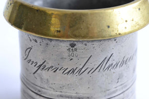 Half Pint Pewter Measure with a Brass Rim
