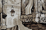 Two Watercolours in Sepia & Ink