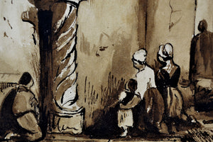 Two Watercolours in Sepia & Ink