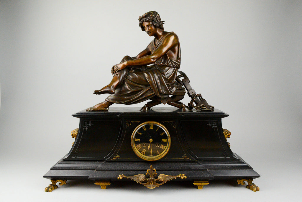 Antique French Clock with Bronze Figure of Virgile