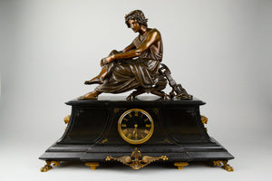Antique French Clock with Bronze Figure of Virgile