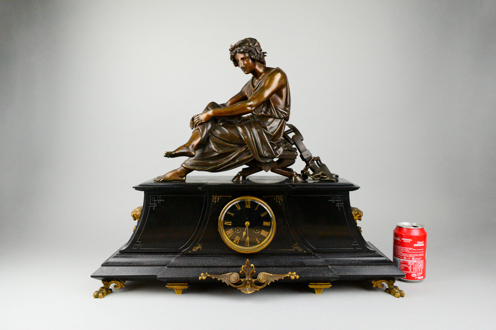 Antique French Clock with Bronze Figure of Virgile