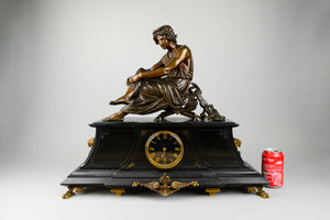 Antique French Clock with Bronze Figure of Virgile