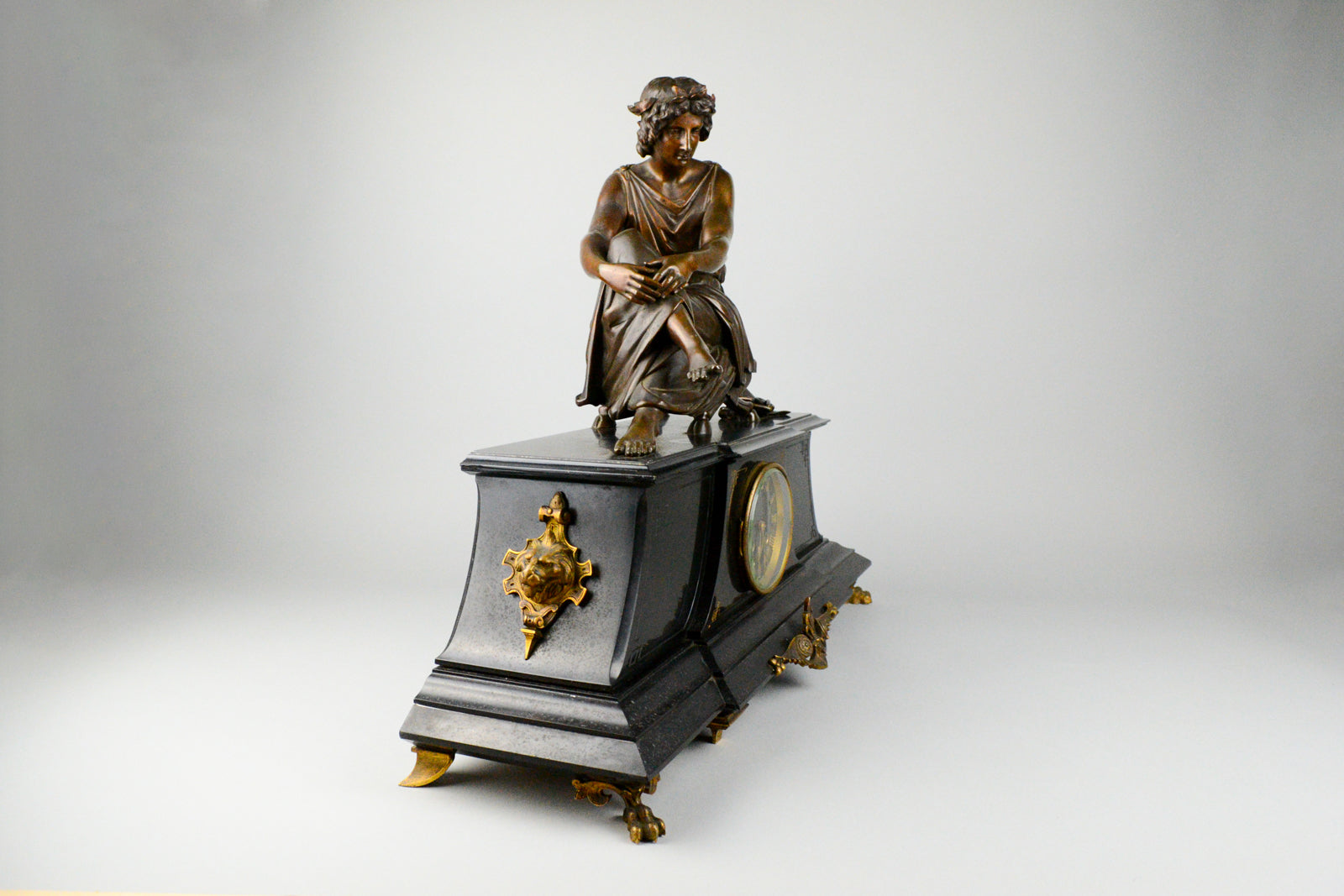 Antique French Clock with Bronze Figure of Virgile