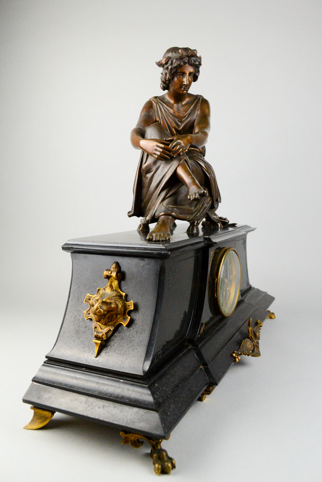 Antique French Clock with Bronze Figure of Virgile