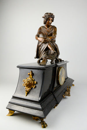 Antique French Clock with Bronze Figure of Virgile