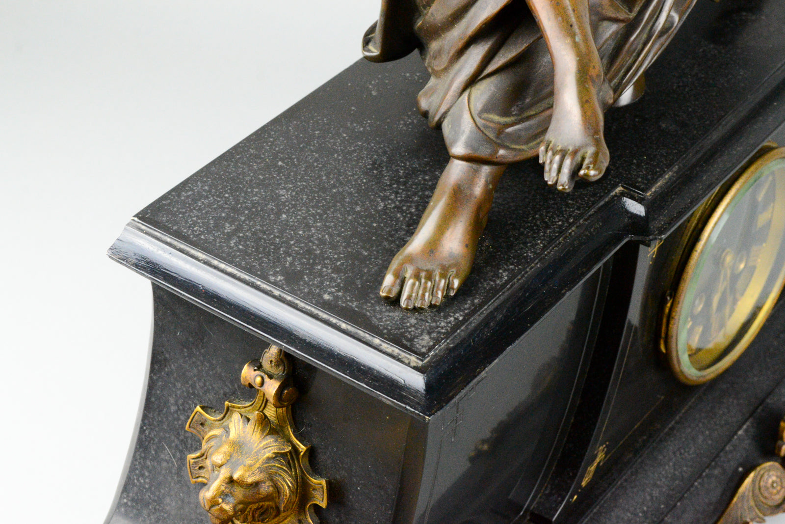 Antique French Clock with Bronze Figure of Virgile