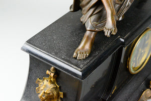 Antique French Clock with Bronze Figure of Virgile