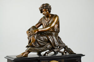 Antique French Clock with Bronze Figure of Virgile