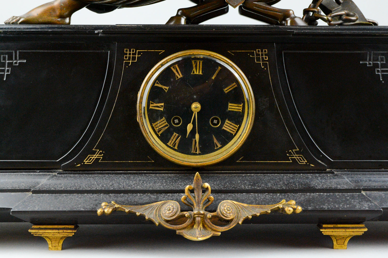 Antique French Clock with Bronze Figure of Virgile