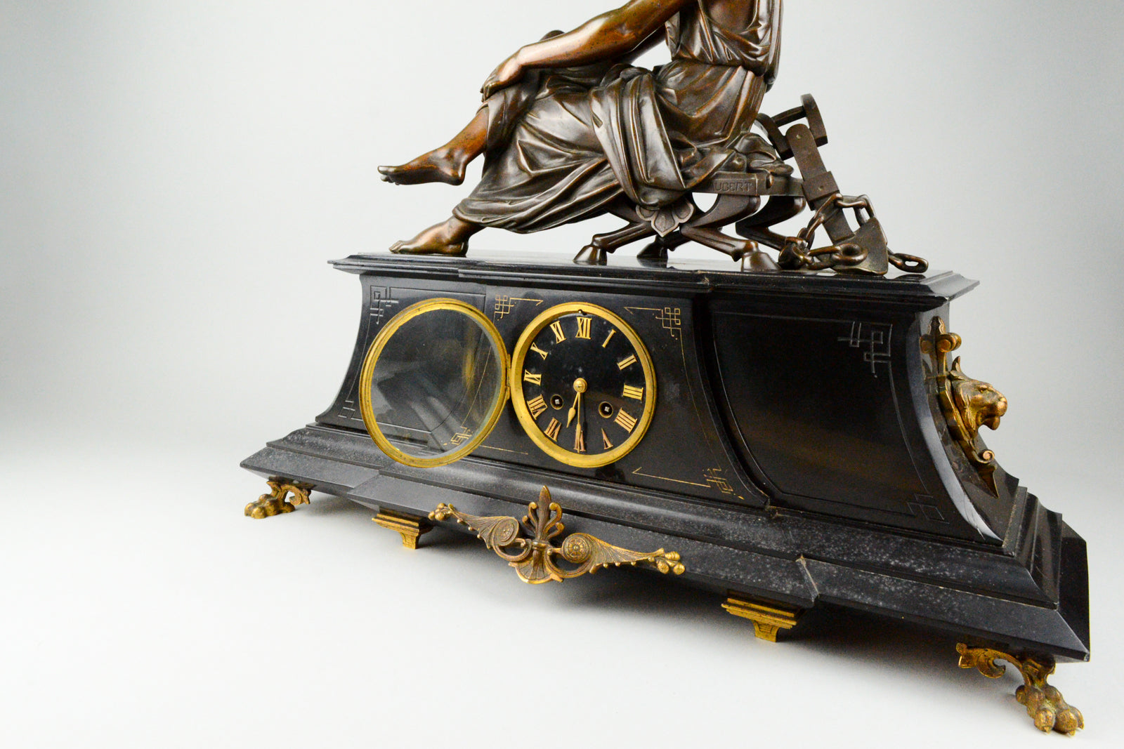 Antique French Clock with Bronze Figure of Virgile