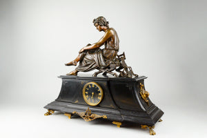 Antique French Clock with Bronze Figure of Virgile