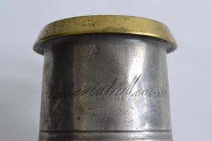Quart Pewter Measure with a Brass Rim