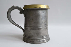 Quart Pewter Measure with a Brass Rim