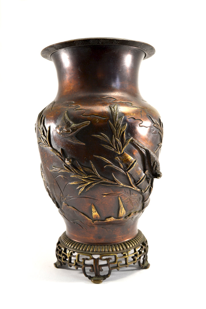 Japanese Bronze Meiji Vase