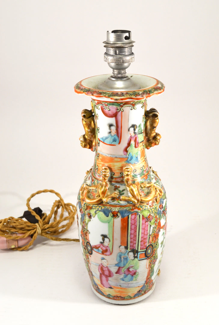 19th Century Famille Rose Vase Lamp