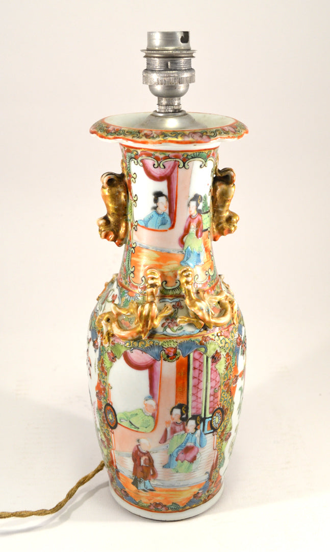 19th Century Famille Rose Vase Lamp