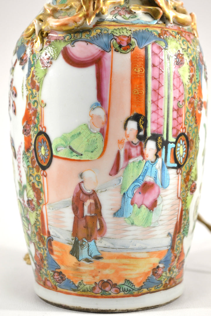 19th Century Famille Rose Vase Lamp