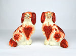 Antique English Victorian Staffordshire Pottery "Comforter" Spaniels