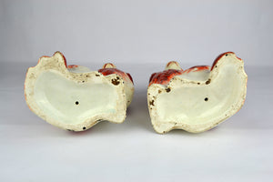 Antique English Victorian Staffordshire Pottery "Comforter" Spaniels