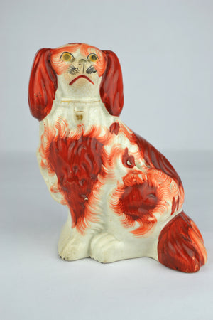 Antique English Victorian Staffordshire Pottery "Comforter" Spaniels