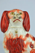 Antique English Victorian Staffordshire Pottery "Comforter" Spaniels