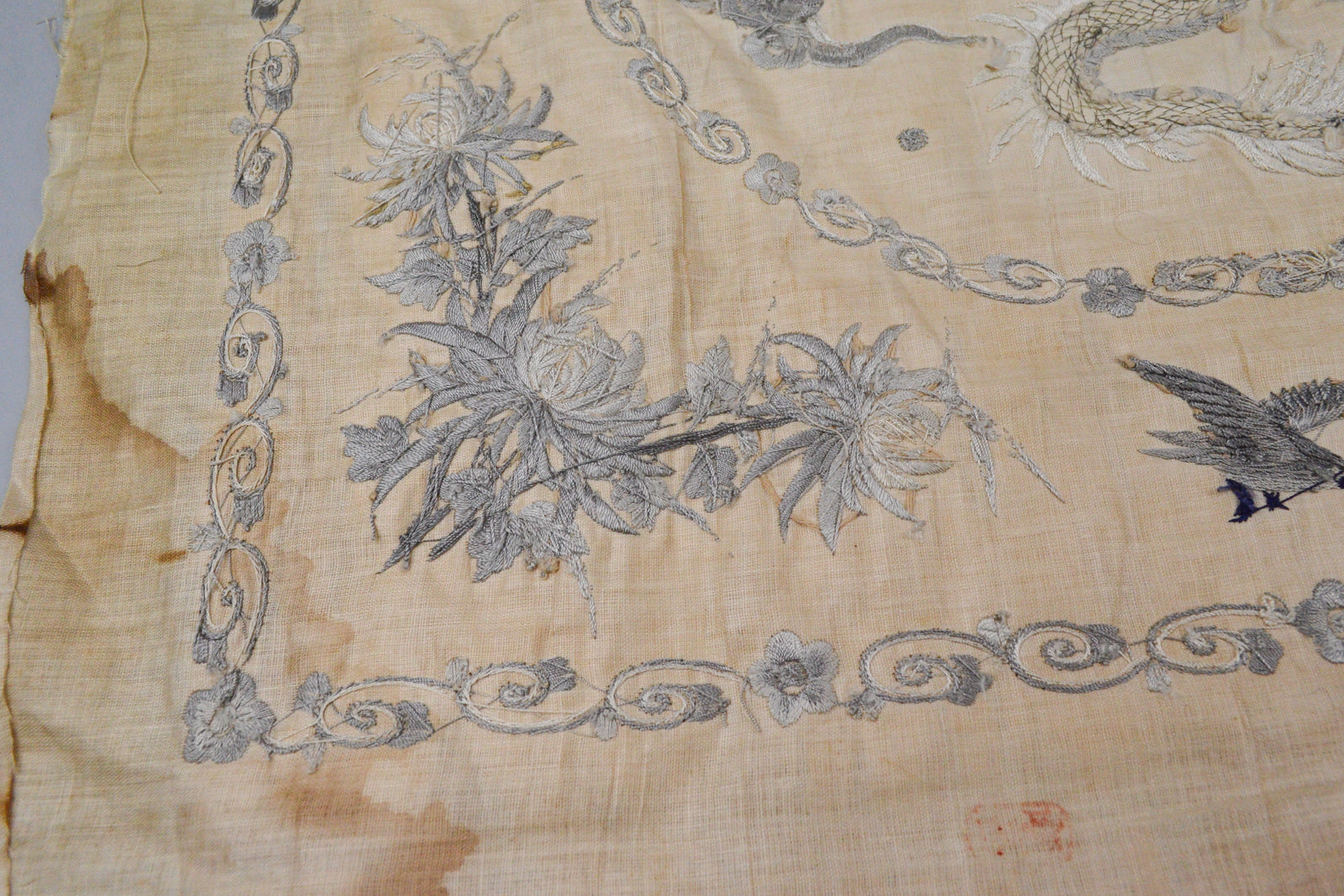 Chinese Silk Embroidery - Dragon with Flaming Pearl