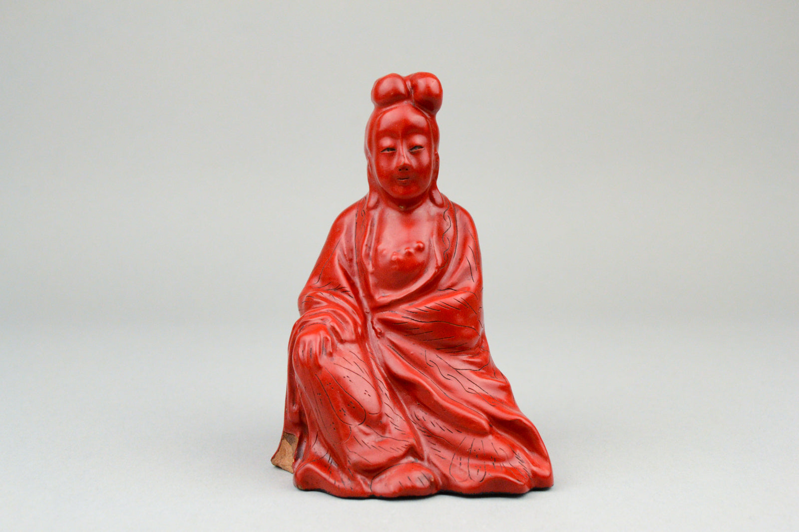 Meiji Period Cinnabar Lacquered Guanyin