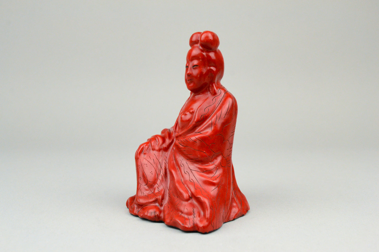 Meiji Period Cinnabar Lacquered Guanyin
