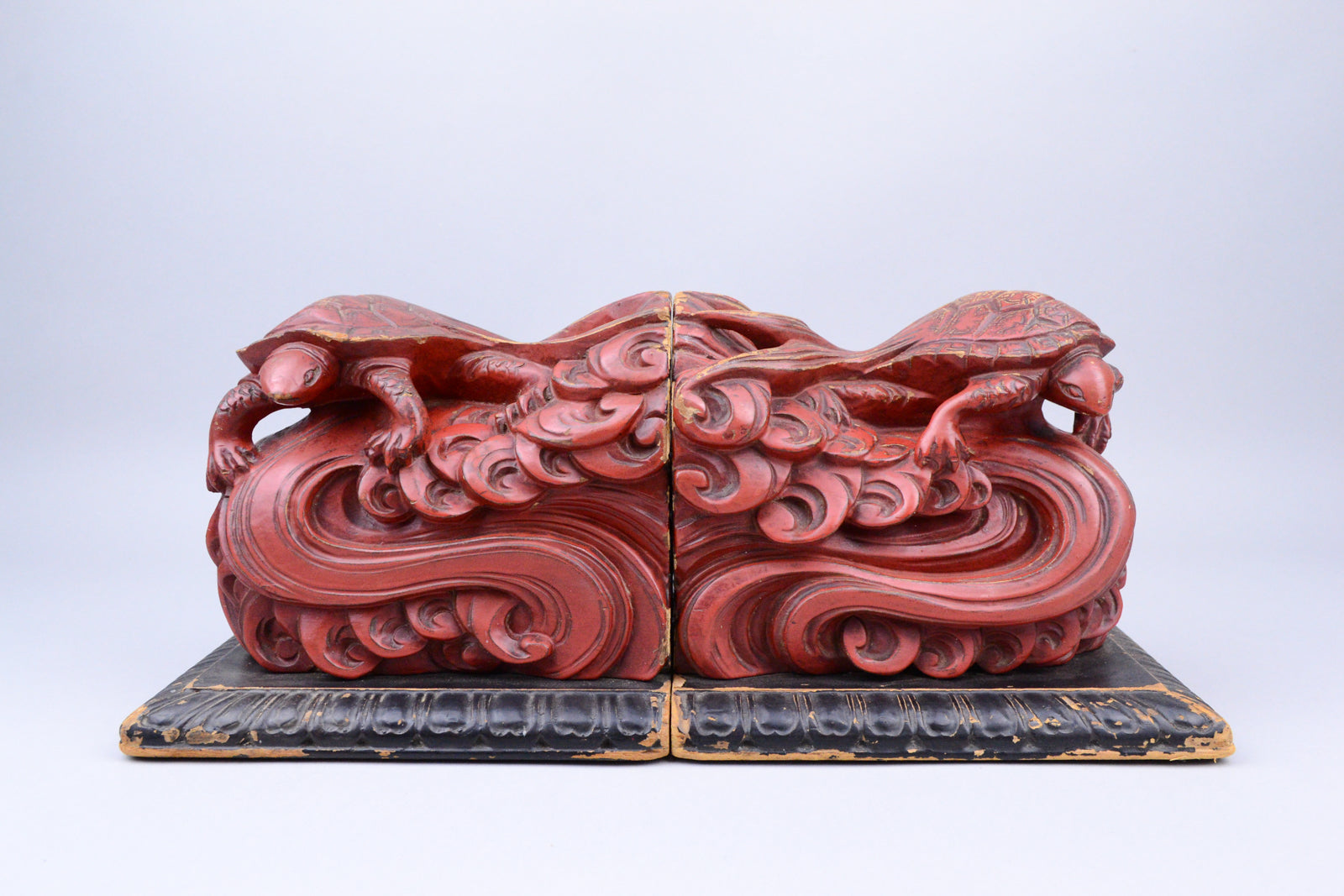 Meiji Lacquered Minogame Bookends