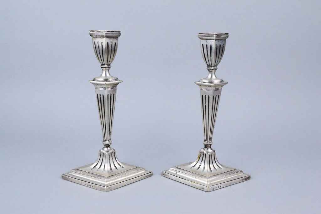 Pair of Dutch .835 Silver Candlesticks