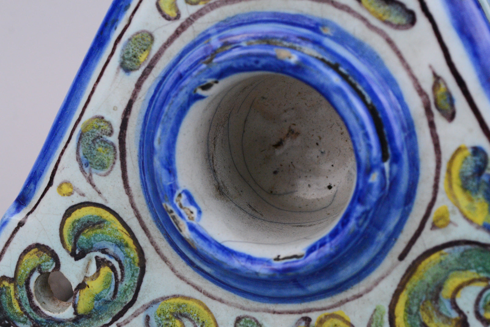 Antique Spanish Talavera Pottery Inkwell