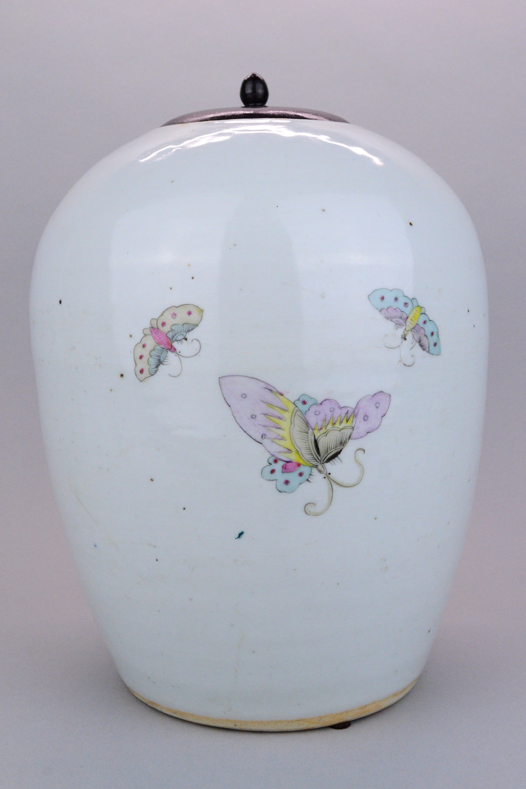 Chinese Ginger Jar Garden Scene with Butterflies