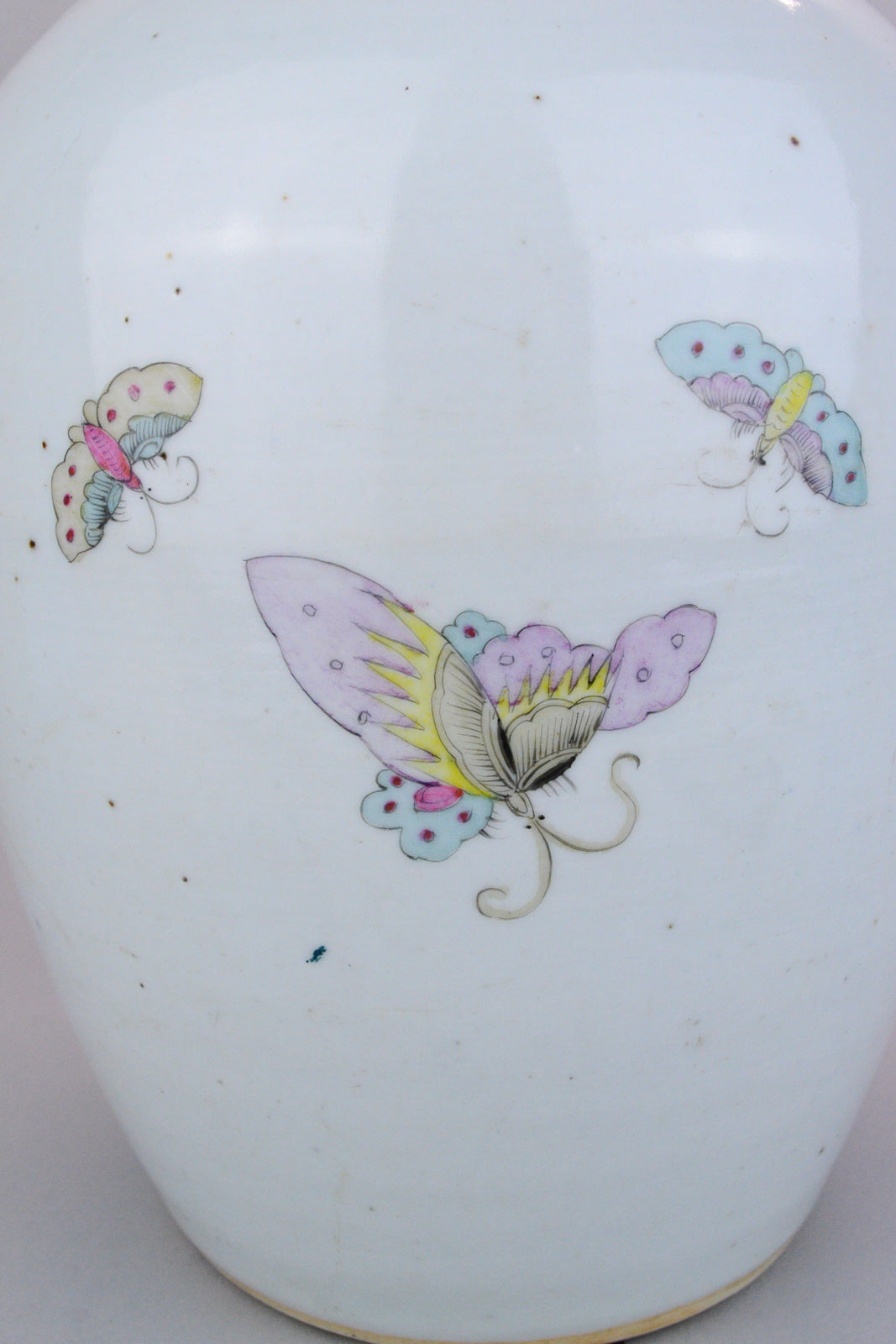 Chinese Ginger Jar Garden Scene with Butterflies