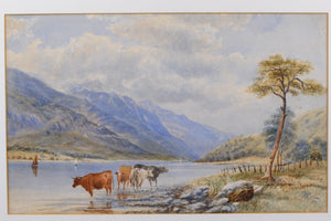 19th Century Watercolour Scottish Highlands Landscape