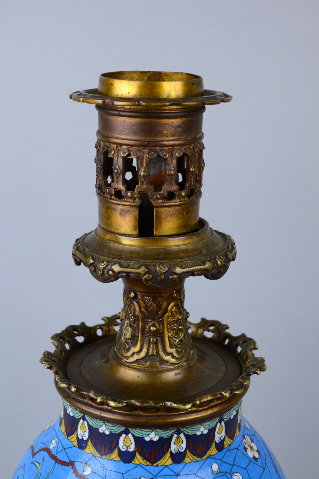 Antique Japanese Cloisonne Lamp